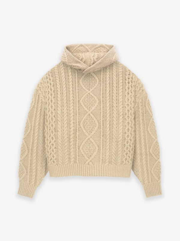 Fear of God Essentials Cable Knit Beige Hoodie